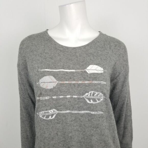 J. Crew Gray Arrow Print Sweater Small - Picture 3 of 7